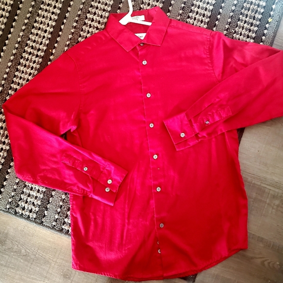 calvin klein red dress shirt